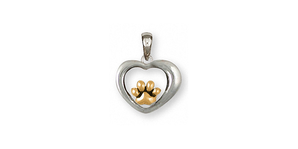 Dog Paw Charms Dog Paw Pendant Silver And Gold Dog Jewelry Dog Paw jewelry