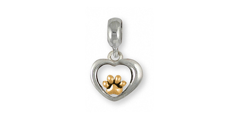 Dog Paw Charms Dog Paw Charm Slide Silver And Gold Dog Jewelry Dog Paw jewelry