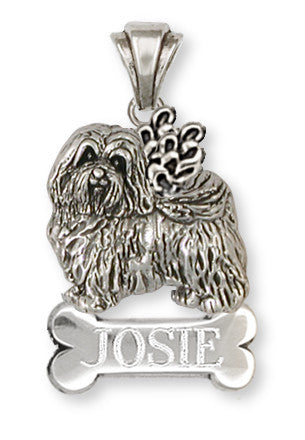 Havanese Angel Personalized Pendant Handmade Sterling Silver Dog Jewelry HV1A-NP