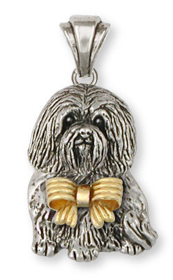 Havanese Pendant Sterling Silver And 14k Gold Dog Jewelry HV4-BWP