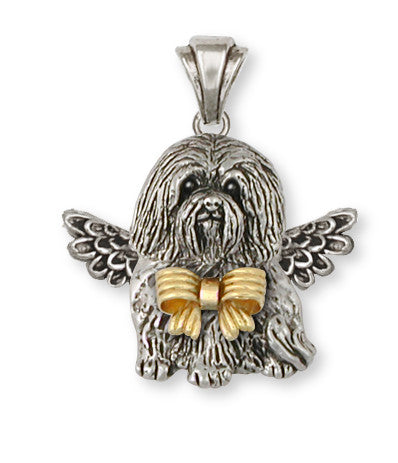 Havanese Angel Pendant Sterling Silver And 14k Gold Dog Jewelry HV4A-PT1