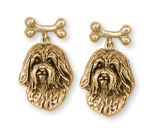 Havanese Earrings 14k Yellow Gold Vermeil Dog Jewelry HV5-BNEVM