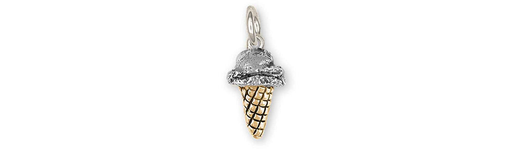 Ice Cream Cone Charms Ice Cream Cone Charm Silver And 14k Gold Ice Cream Cone Jewelry Ice Cream Cone jewelry
