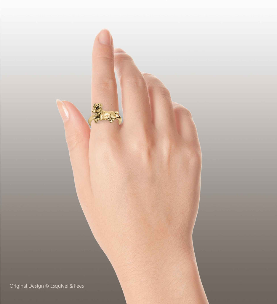 Jack Russell Jewelry 14k Gold Handmade Jack Russell Terrier Ring  J11B-RG