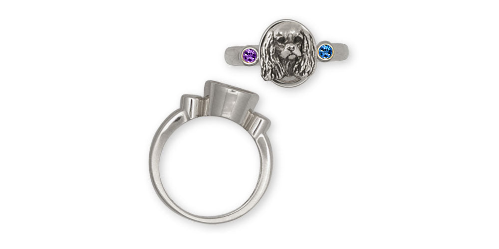 Cavalier King Charles Spaniel Birthstone Ring Jewelry Handmade Sterling Silver KC20-SR