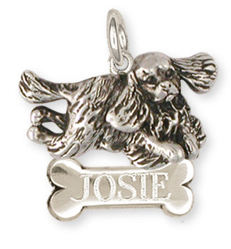 Cavalier King Charles Spaniel Personalized Charm Jewelry Handmade Sterling Silver KC24-NC