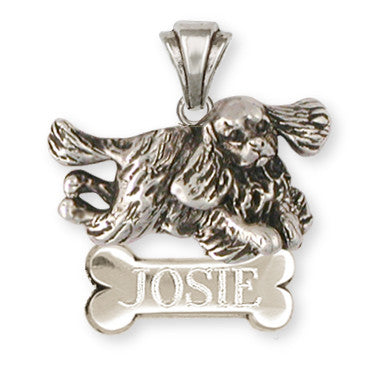 Cavalier King Charles Spaniel Personalized Pendant Jewelry Handmade Sterling Silver KC24-NP