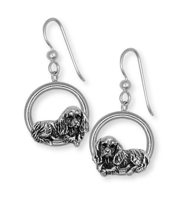 Cavalier King Charles Spaniel Earrings Jewelry Handmade Sterling Silver KC3D-E