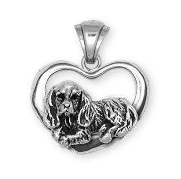 Cavalier King Charles Spaniel Heart Pendant Jewelry Handmade Sterling Silver KC3H-P