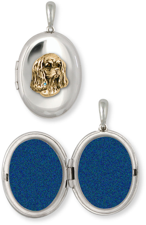 Cavalier King Charles Spaniel Photo Locket Pendant Jewelry Handmade Sterling Silver KC5-V