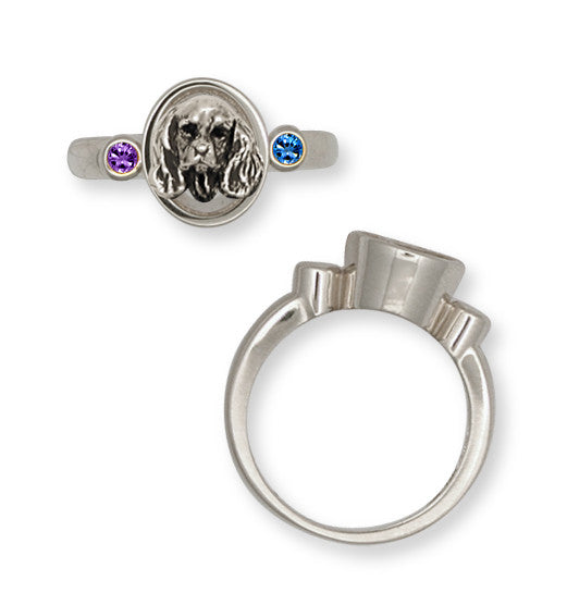 Cavalier King Charles Spaniel Birthstone Ring Jewelry Handmade Sterling Silver KC9-SR