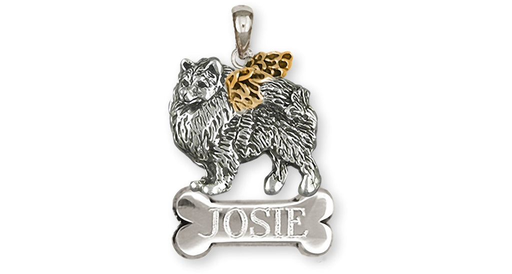 Keeshond Charms Keeshond Personalized Pendant Silver And 14k Gold Keeshond Jewelry Keeshond jewelry