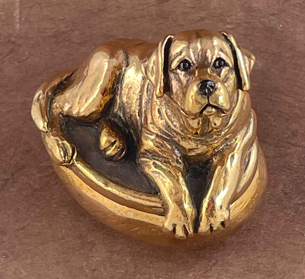 Labrador Retriever Figurine Yellow Bronze Handmade Collectors Box, Pet Memorial Urn Labrador Figurine Box  LAB1-BX