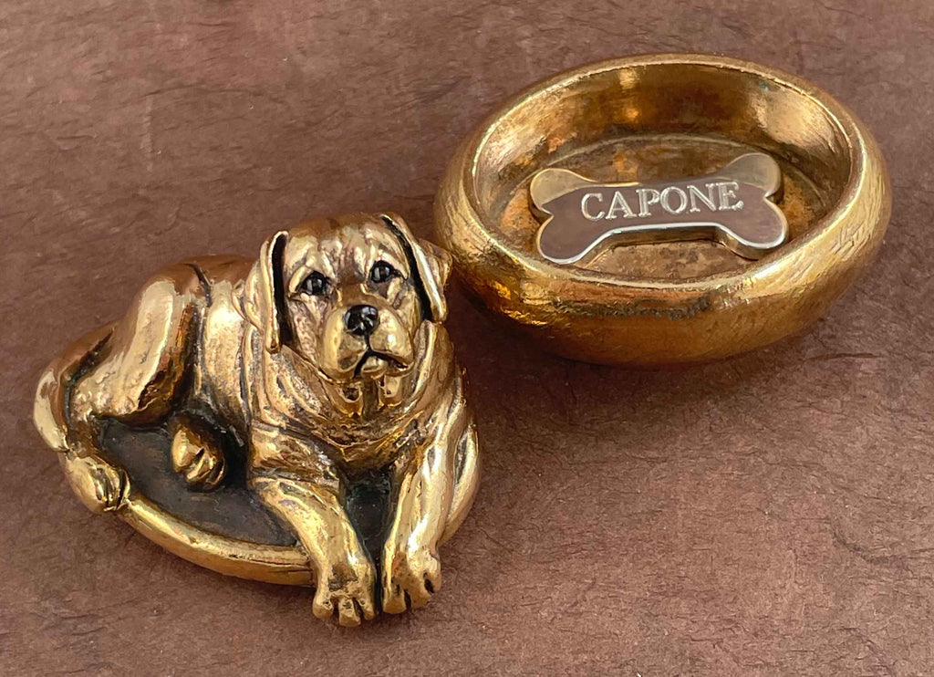 Labrador Retriever Figurine Yellow Bronze Handmade Collectors Box, Pet Memorial Urn Labrador Figurine Box  LAB1-BX