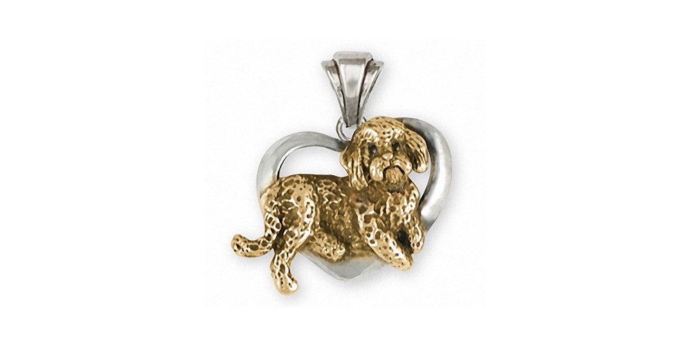 Labradoodle Charms Labradoodle Pendant Silver And Gold Dog Jewelry Labradoodle jewelry