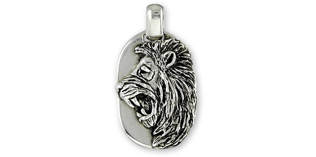 Lion Charms Lion Pendant Sterling Silver Lion Dog Tag Jewelry Lion jewelry