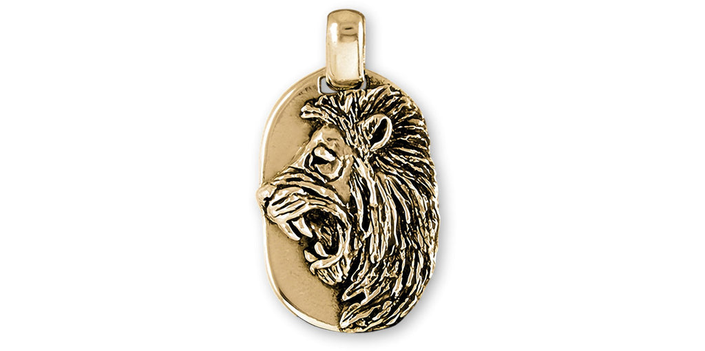 Lion Charms Lion Pendant 14k Yellow Gold Lion Dog Tag Jewelry Lion jewelry