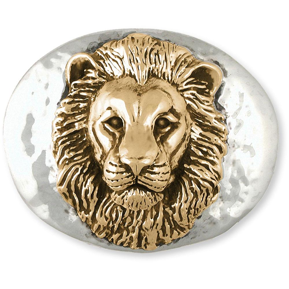 Lion Charms Lion Belt Buckle Silver And 14k Gold Lion Jewelry Lion jewelry