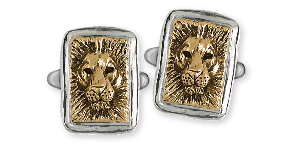 Lion Charms Lion Cufflinks Silver And 14k Gold Lion Jewelry Lion jewelry