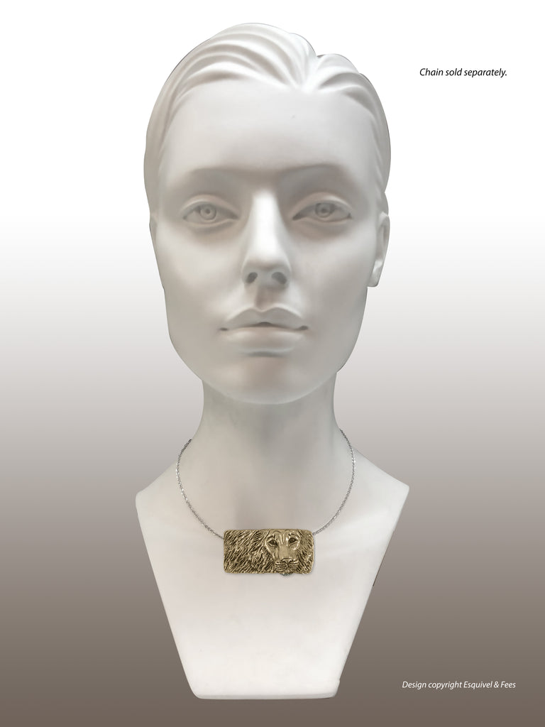 Lion Jewelry Yellow Bronze Handmade Lion Pendant  LN2-NSBZ