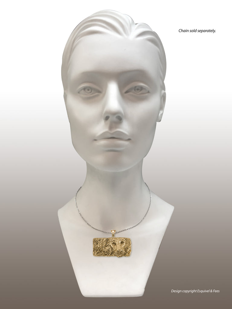 Lion Jewelry Yellow Bronze Handmade Lion Pendant  LN2-PBZ