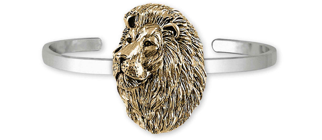 Lion Charms Lion Bracelet Sterling Silver And Yellow Bronze Lion Jewelry Lion jewelry