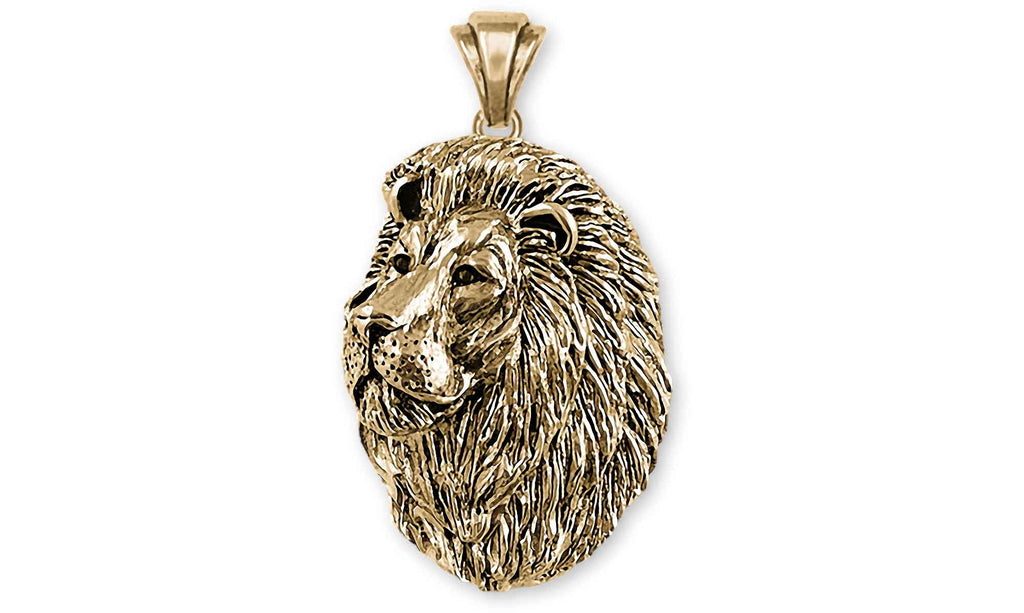 Lion Charms Lion Pendant Yellow Bronze Lion Jewelry Lion jewelry