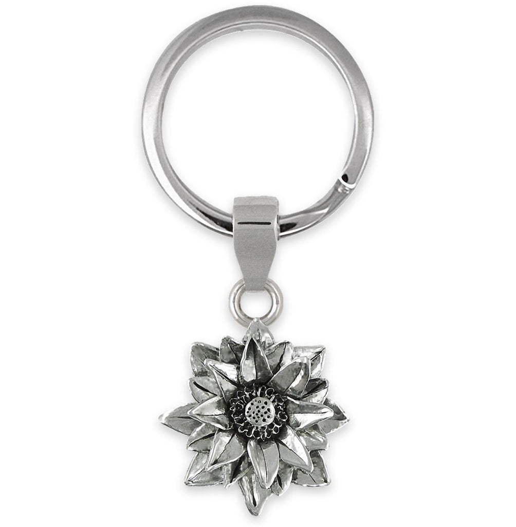 Lotus Charms Lotus Key Ring Sterling Silver Lotus Flower Jewelry Lotus jewelry