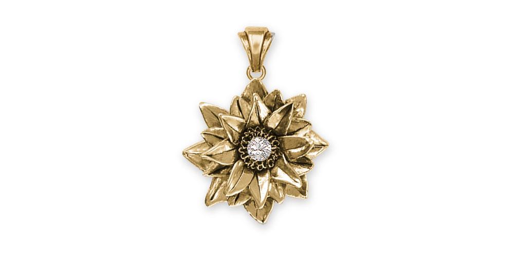 Lotus And Diamond Charms Lotus And Diamond Pendant 14k Gold Lotus Jewelry Lotus And Diamond jewelry