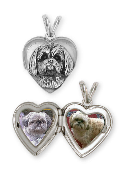 Lhasa Apso Charms Lhasa Apso Photo Locket Sterling Silver Dog Jewelry Lhasa Apso jewelry