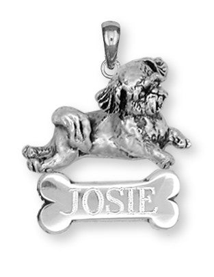 Lhasa Apso Personalized Pendant Handmade Sterling Silver Dog Jewelry LSLH2-NP