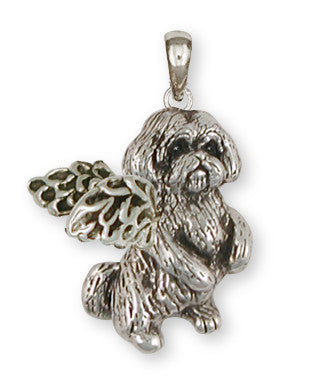 Lhasa Apso Anglel Pendant Handmade Sterling Silver Dog Jewelry LSLSZ9-AP
