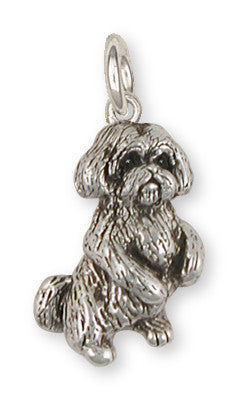 Lhasa Apso Charm Handmade Sterling Silver Dog Jewelry LSLSZ9-C