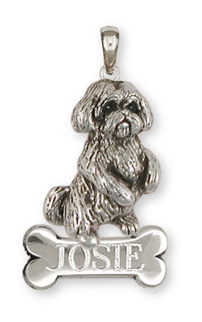 Lhasa Apso Personalized Pendant Handmade Sterling Silver Dog Jewelry LSLSZ9-NP