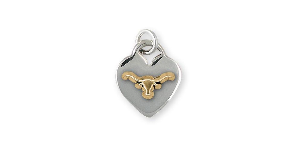 Longhorn Charms Longhorn Charm Silver And 14k Gold Longhorn Jewelry Longhorn jewelry