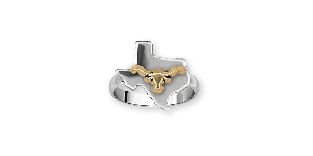 Longhorn Charms Longhorn Ring Silver And 14k Gold Longhorn Jewelry Longhorn jewelry