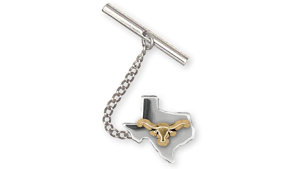 Longhorn Charms Longhorn Tie Tack Silver And 14k Gold Longhorn Jewelry Longhorn jewelry