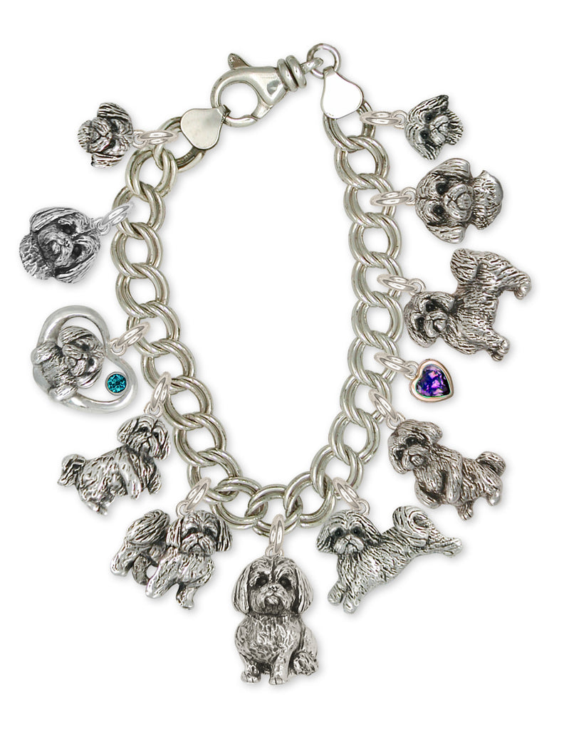 Lhasa Apso Charm Bracelet Handmade Sterling Silver Dog Jewelry LSZ-CBR