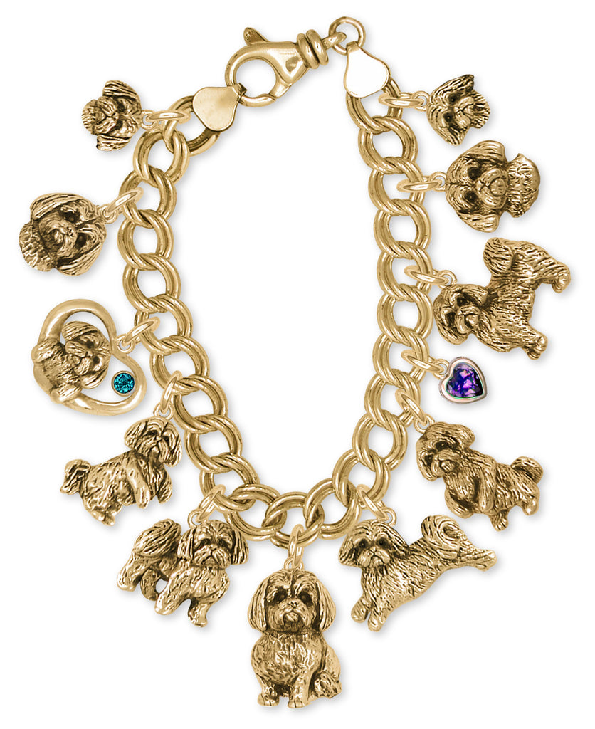 Lhasa Apso Bracelet 14k Yellow Gold Vermeil Dog Jewelry LSZ-CBRVM