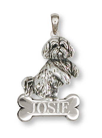 Lhasa Apso Personalized Pendant Handmade Sterling Silver Dog Jewelry LSZ20-NP