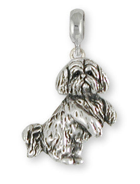 Lhasa Apso Charm Slide Handmade Sterling Silver Dog Jewelry LSZ20-PNS