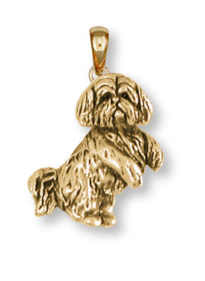 Lhasa Apso Pendant 14k Yellow Gold Vermeil Dog Jewelry LSZ20-PVM