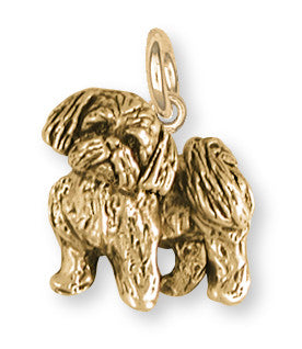 Lhasa Apso Charm 14k Yellow Gold Vermeil Dog Jewelry LSZ21-CVM