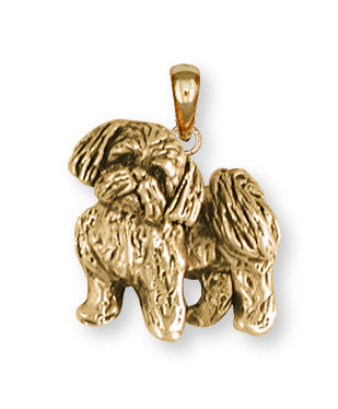 Lhasa Apso Pendant 14k Yellow Gold Vermeil Dog Jewelry LSZ21-PVM