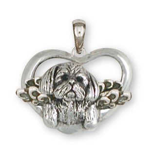 Lhasa Apso Pendant Silver Angel Dog Jewelry LSZ23-AP