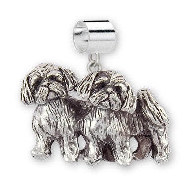 Lhasa Apso Charm Slide Handmade Sterling Silver Dog Jewelry LSZ24-PNS