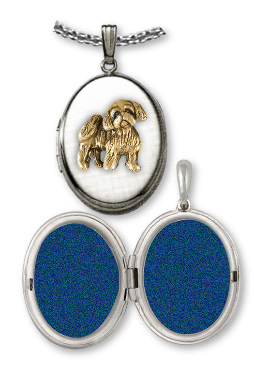 Lhasa Apso Charms Lhasa Apso Photo Locket Sterling Silver And Gold Dog Jewelry Lhasa Apso jewelry