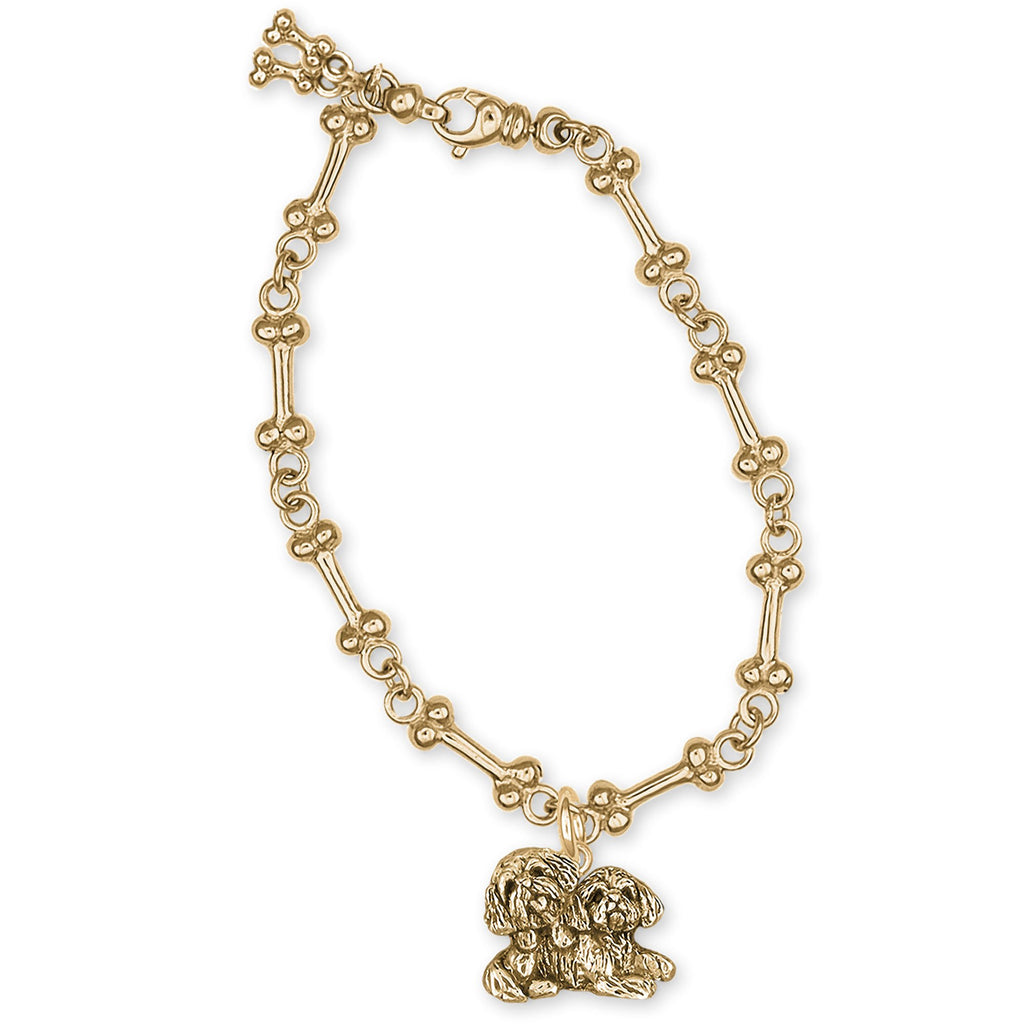 Lhasa Charms Lhasa Bracelet 14k Gold Double  Lhasa Apso Jewelry Lhasa jewelry