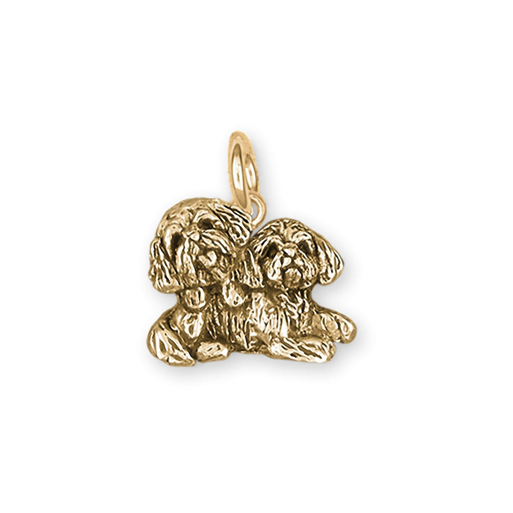 Lhasa Charms Lhasa Charm 14k Gold Double  Lhasa Apso Jewelry Lhasa jewelry