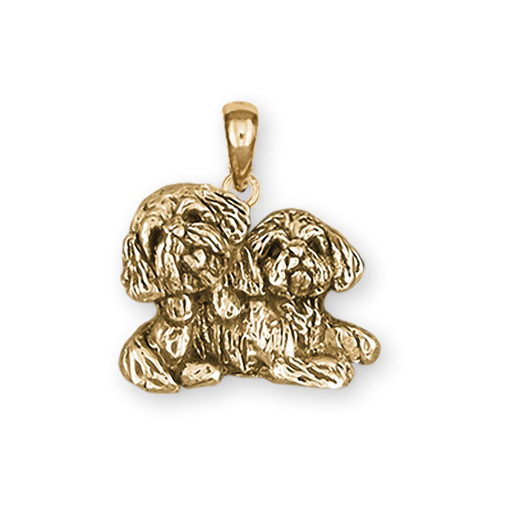Lhasa Charms Lhasa Pendant 14k Gold Double  Lhasa Apso Jewelry Lhasa jewelry